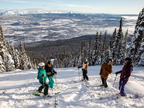 Group of skiers at Hudson Bay Mountain Smithers BC